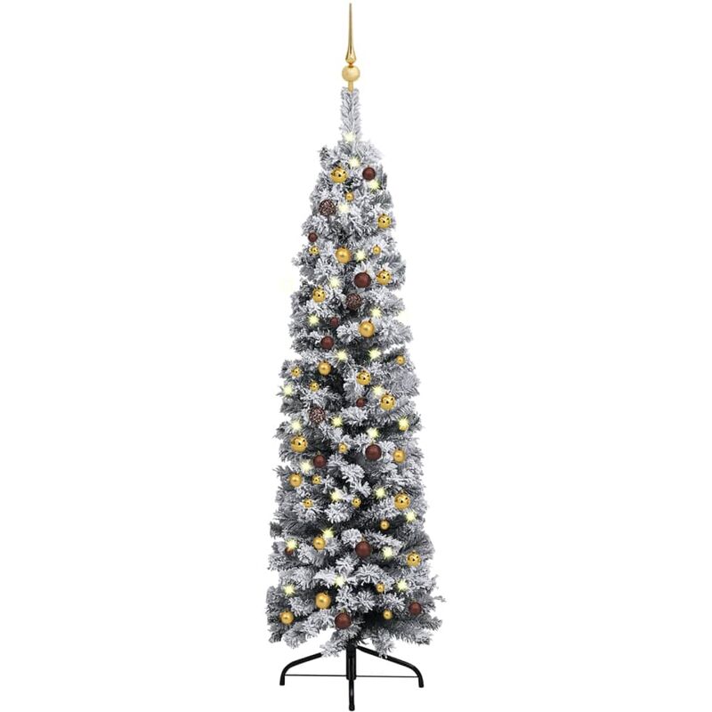 

YOUTHUP Árbol Navidad artificial estrecho con LED y bolas verde 180 cm