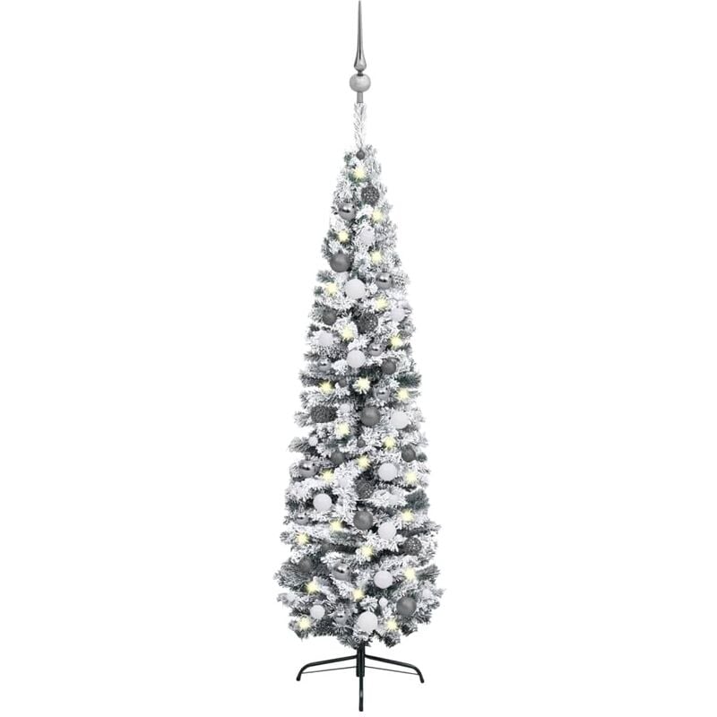 

Árbol Navidad artificial estrecho con LED y bolas verde 240 cm - Youthup