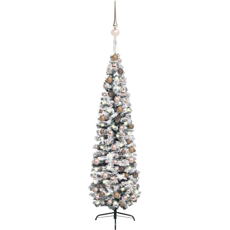 

Árbol Navidad artificial estrecho con LED y bolas verde 240 cm - Youthup