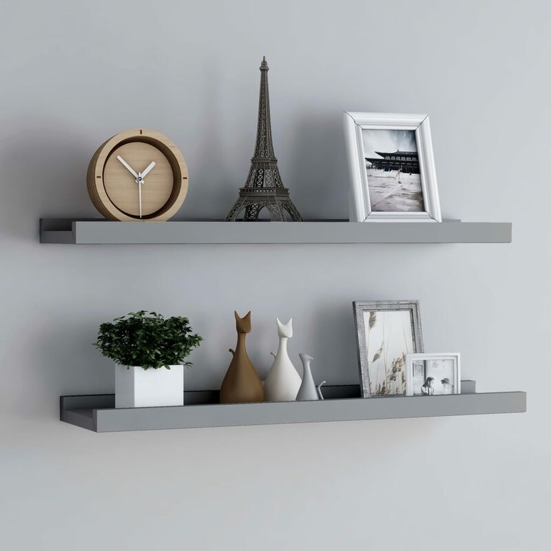 

YOUTHUP Repisa para marcos de fotos 2 uds MDF gris 80x9x3 cm - Gris
