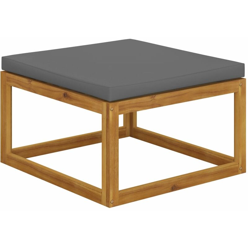 

Reposapiés con cojín gris oscuro madera maciza de acacia - Youthup