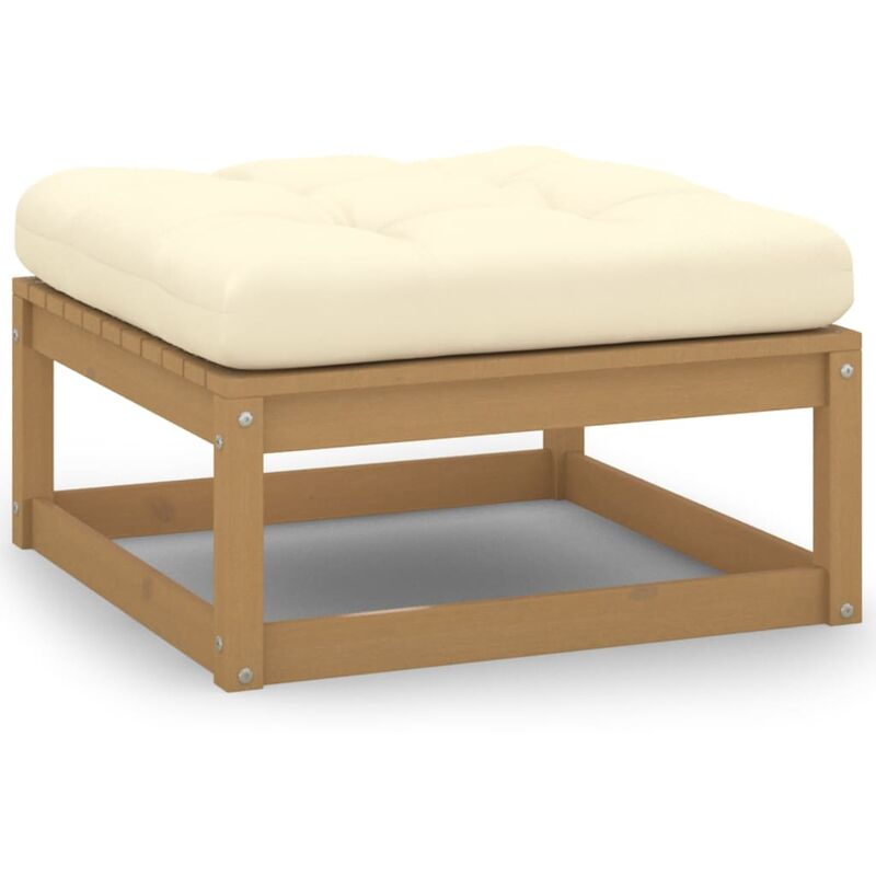 

Reposapiés de jardín y cojín marrón miel madera maciza de pino - Marrón - Youthup