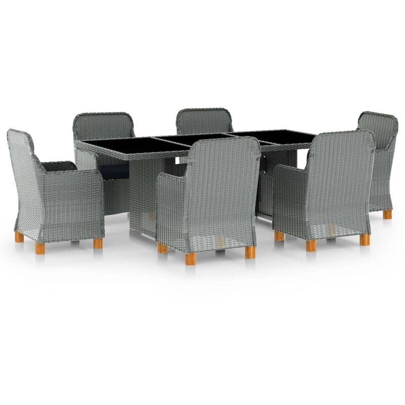 

Set comedor jardín 7 pzas y cojines ratán sintético gris claro - Gris - Youthup