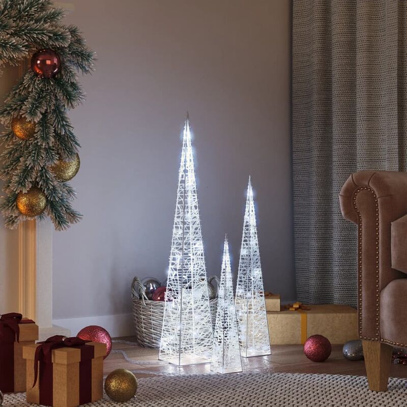 

Set cono luz LED decorativo acrílico blanco frío 30/45/60cm - Youthup