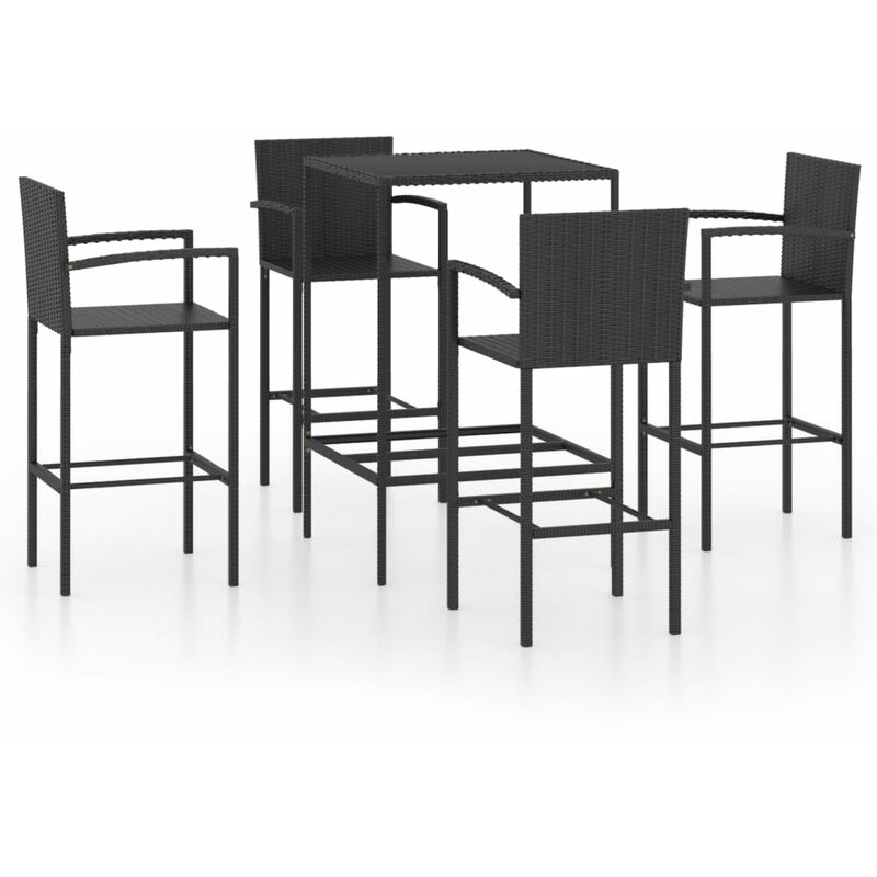 

Set de bar para jardín 5 piezas ratán sintético negro - Negro - Youthup