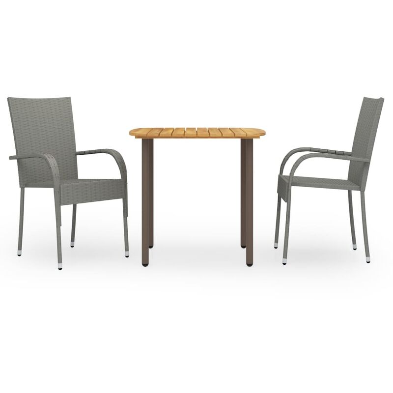 

Set de comedor de jardín 3 pzas ratán sintético gris - Gris - Youthup