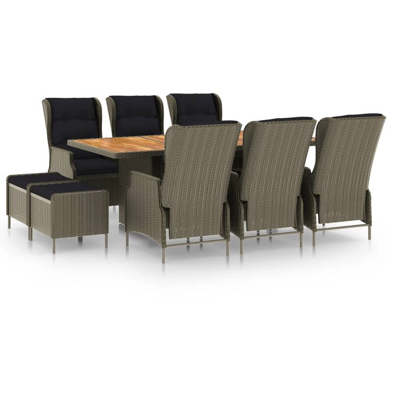 

Set de comedor jardín 9 piezas cojines ratán sintético marrón - Marrón - Youthup