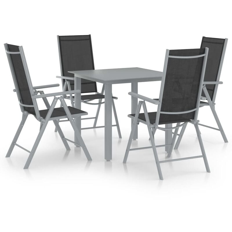 

Set de comedor para jardín 5 piezas aluminio plata y negro - Plateado - Youthup