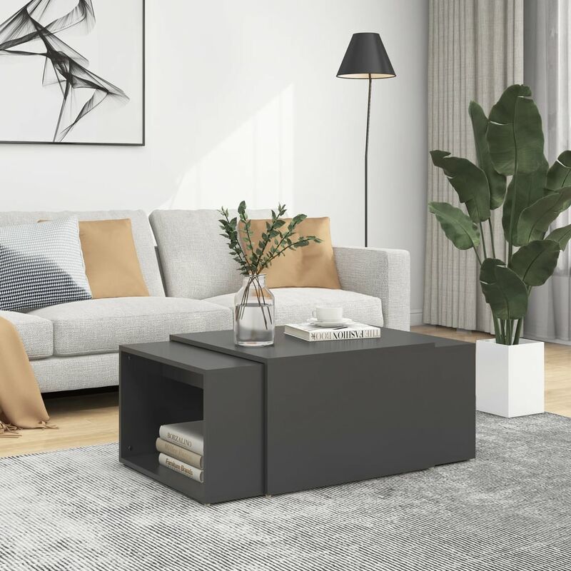 

Set de mesa de centro nido 3 pzas aglomerado gris 60x60x30 cm - Gris - Youthup