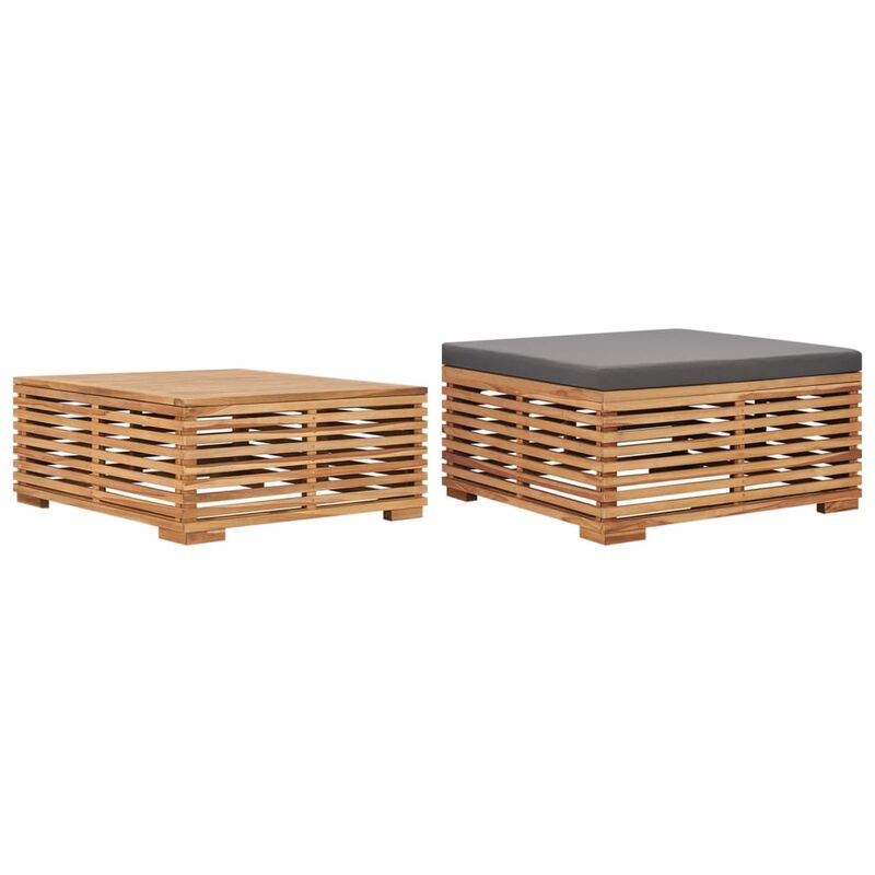 

Set de mesa reposapiés de jardín cojín gris oscuro madera teca - Youthup