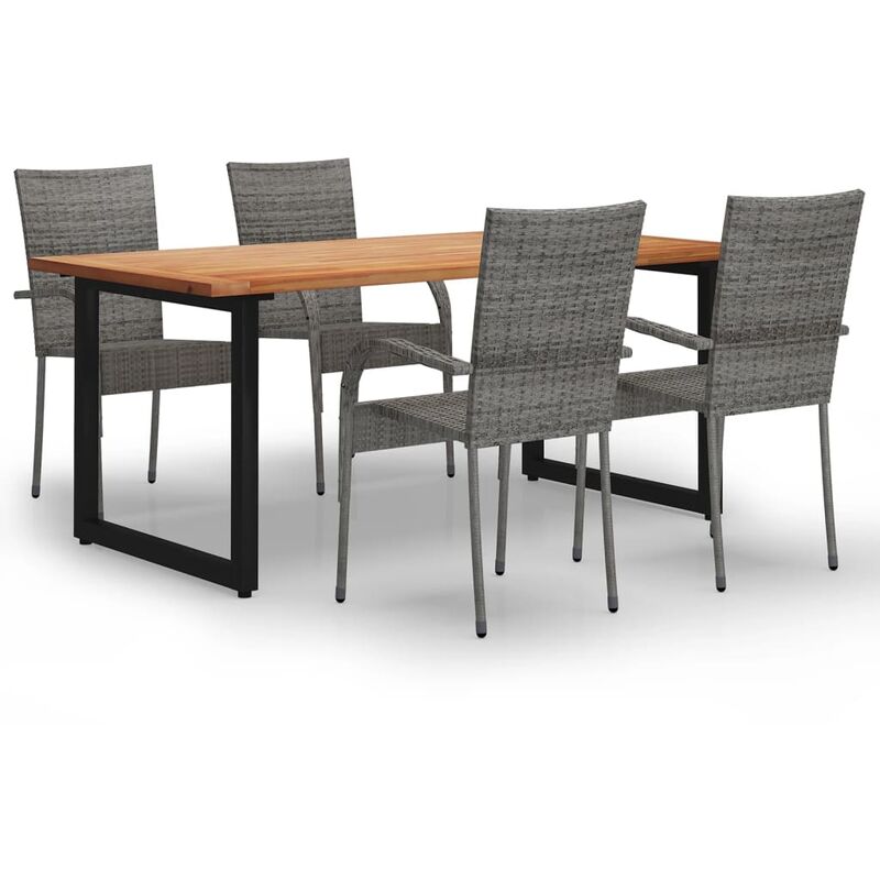 

Set de muebles de comedor de jardín 5 piezas de ratán gris - Gris - Youthup