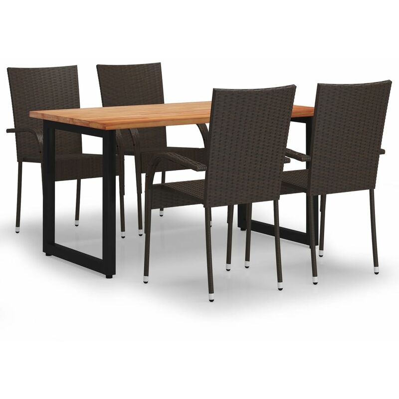

Set de muebles de comedor de jardín 5 piezas de ratán marrón - Marrón - Youthup