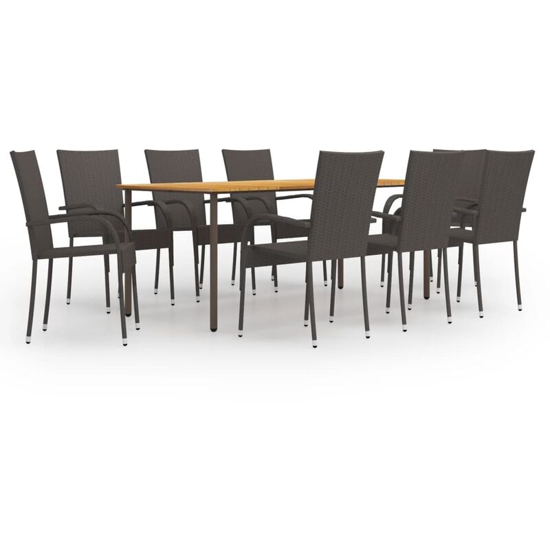 

Set de muebles de comedor de jardín 9 piezas de ratán marrón - Marrón - Youthup