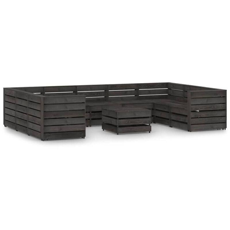 

YOUTHUP Set de muebles de jardín 10 pzas madera de pino impregnada gris