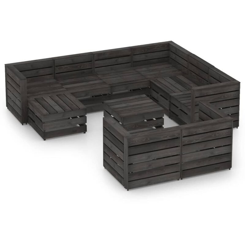 

Set de muebles de jardín 10 pzas madera de pino impregnada gris - Youthup