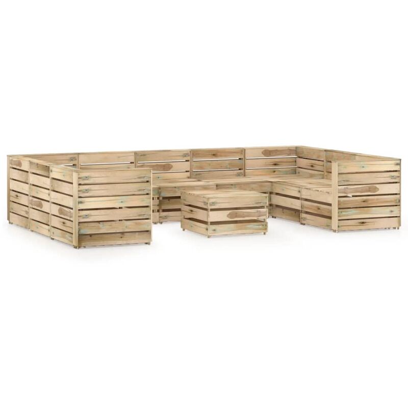 

Set de muebles de jardín 10 pzas madera de pino impregnada verde - Youthup