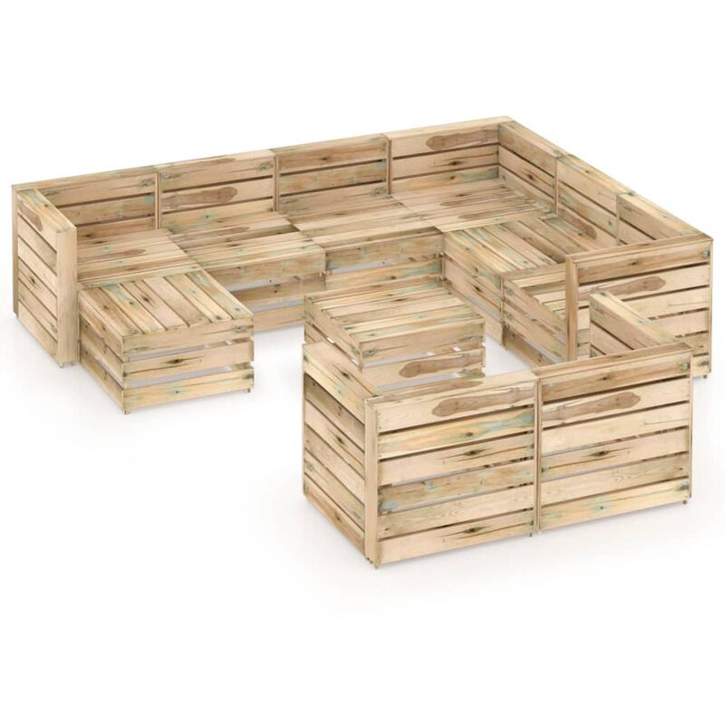 

Set de muebles de jardín 10 pzs madera de pino impregnada verde - Youthup