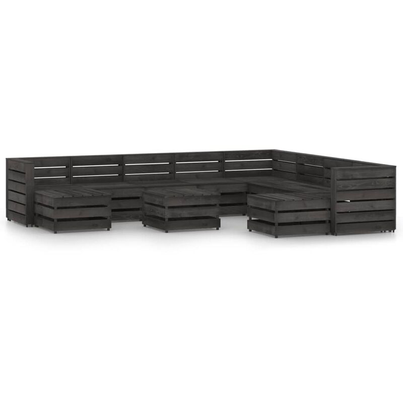 

Set de muebles de jardín 11 pzas madera de pino impregnada gris - Youthup