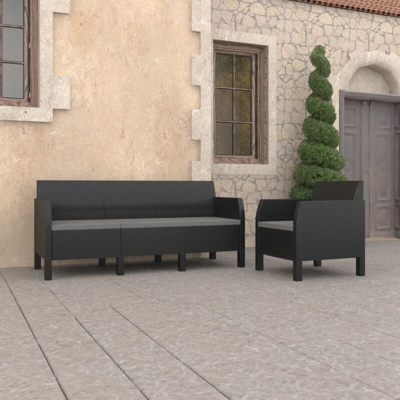 

Set de muebles de jardín 2 piezas con cojines PP gris antracita - Antracita - Youthup