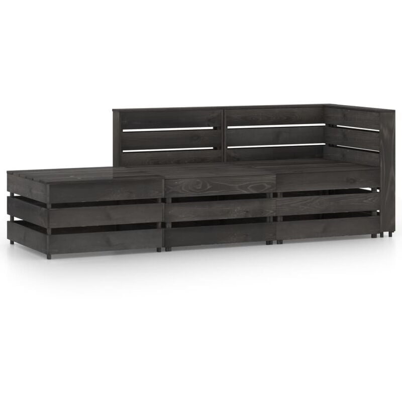 

Set de muebles de jardín 3 pzas madera de pino impregnada gris - Youthup