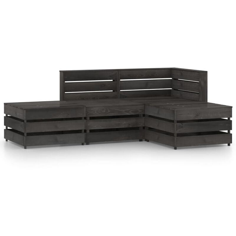 

Set de muebles de jardín 4 pzas madera de pino impregnada gris - Youthup