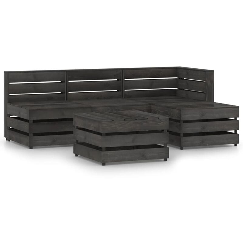 

Set de muebles de jardín 5 pzas madera de pino impregnada gris - Youthup