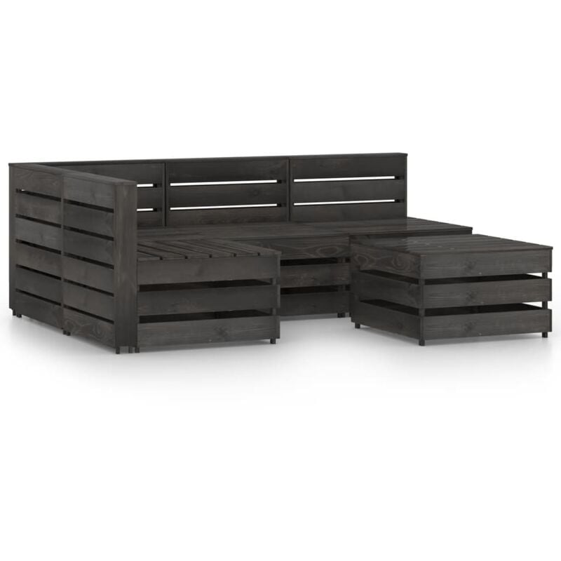 

YOUTHUP Set de muebles de jardín 5 pzas madera de pino impregnada gris