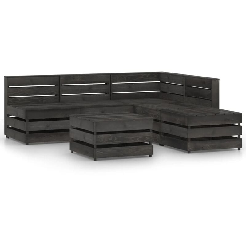 

Set de muebles de jardín 6 pzas madera de pino impregnada gris - Youthup