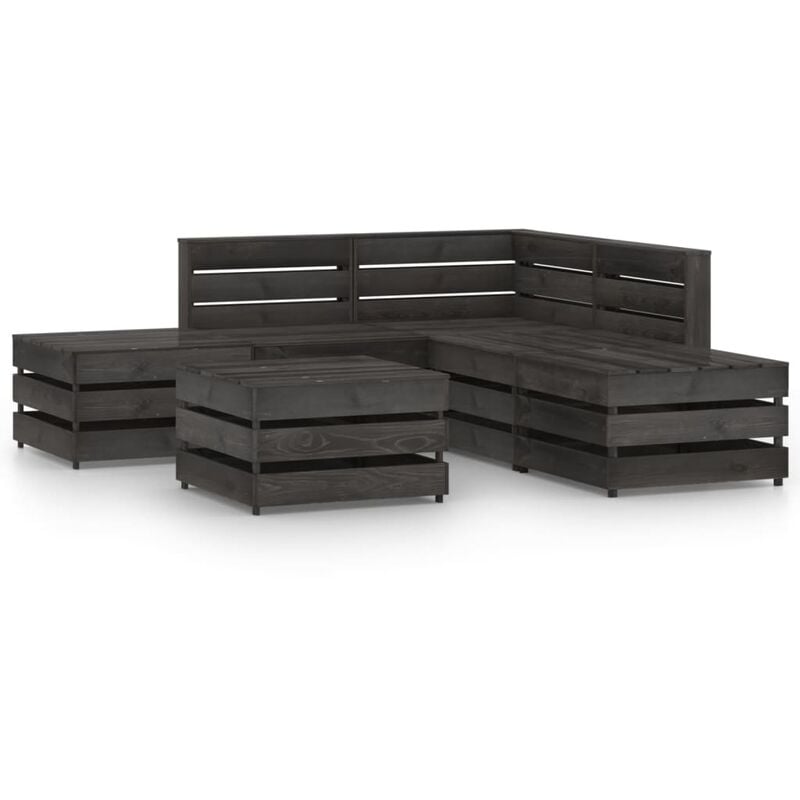 

Set de muebles de jardín 6 pzas madera de pino impregnada gris - Youthup