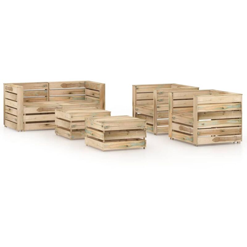 

Set de muebles de jardín 6 pzas madera de pino impregnada verde - Youthup