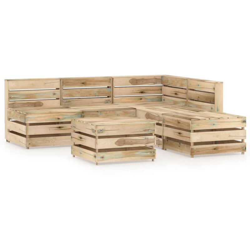 

Set de muebles de jardín 6 pzas madera de pino impregnada verde - Youthup