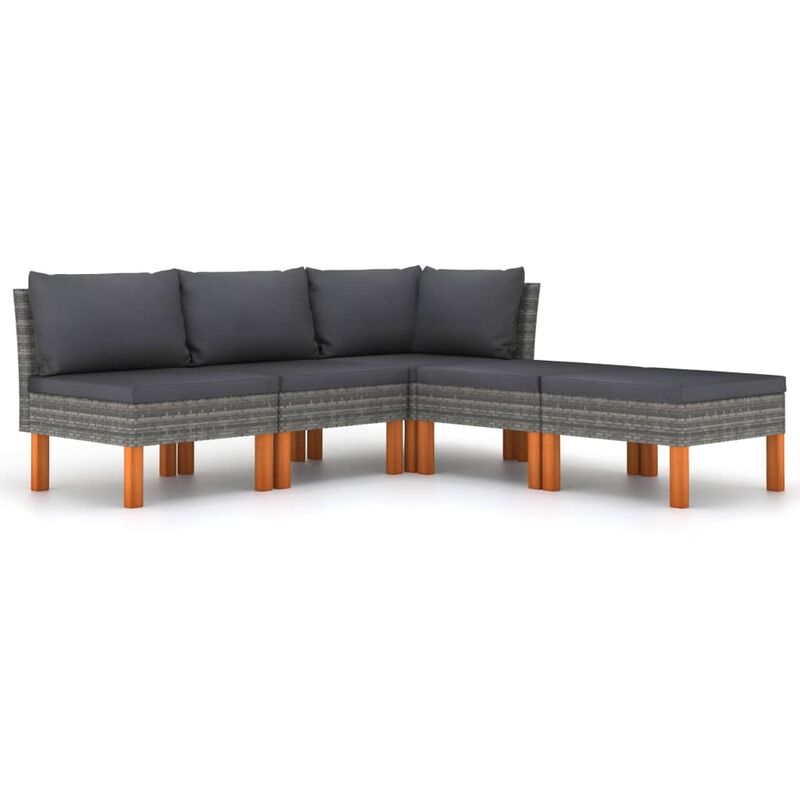 

Set de muebles de jardín 6 pzas y cojines ratán sintético gris - Gris - Youthup