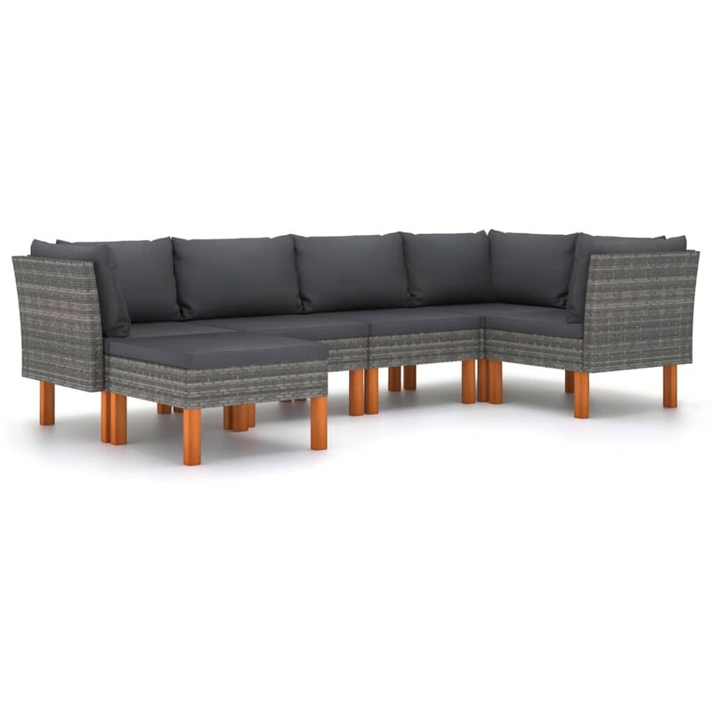 

YOUTHUP Set de muebles de jardín 6 pzas y cojines ratán sintético gris - Gris