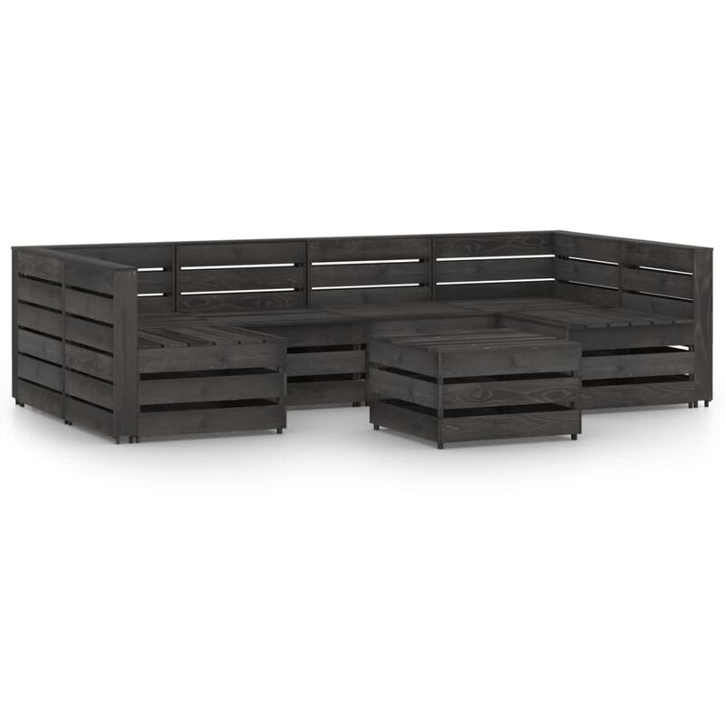 

Set de muebles de jardín 7 pzas madera de pino impregnada gris - Youthup