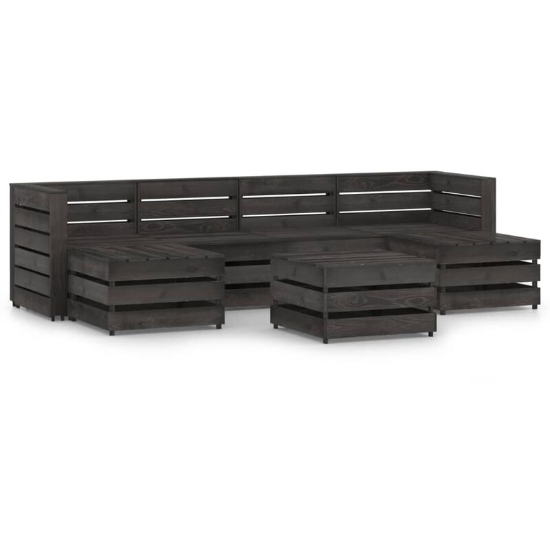 

YOUTHUP Set de muebles de jardín 7 pzas madera de pino impregnada gris
