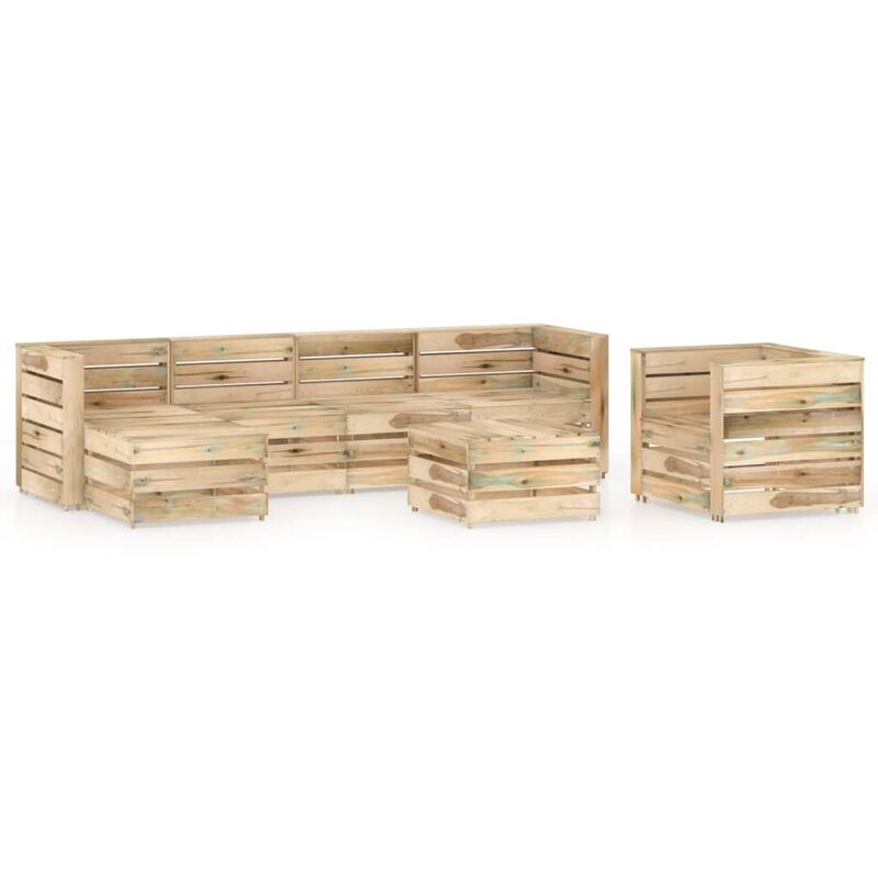 

Set de muebles de jardín 7 pzas madera de pino impregnada verde - Youthup