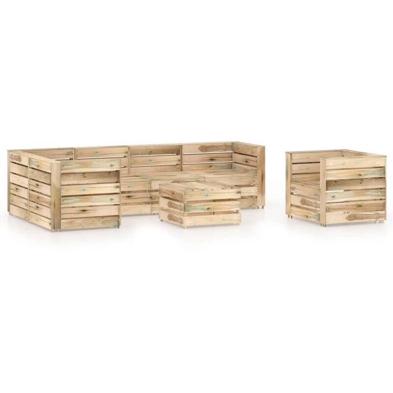 

Set de muebles de jardín 7 pzas madera de pino impregnada verde - Youthup