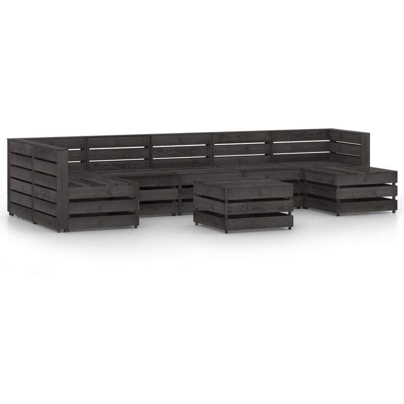 

Set de muebles de jardín 8 pzas madera de pino impregnada gris - Youthup