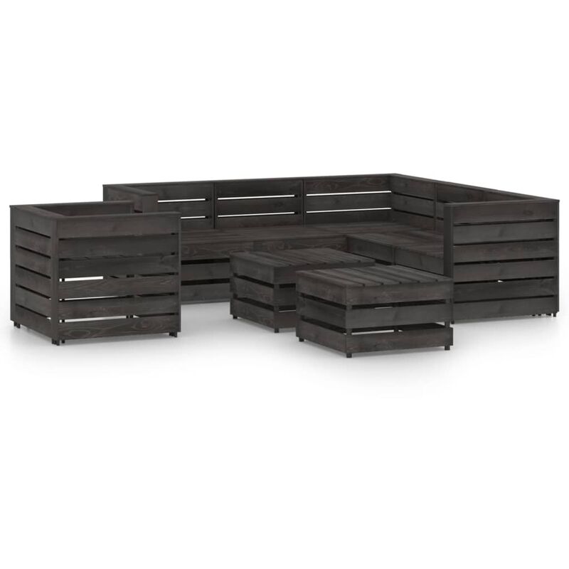 

Set de muebles de jardín 8 pzas madera de pino impregnada gris - Youthup