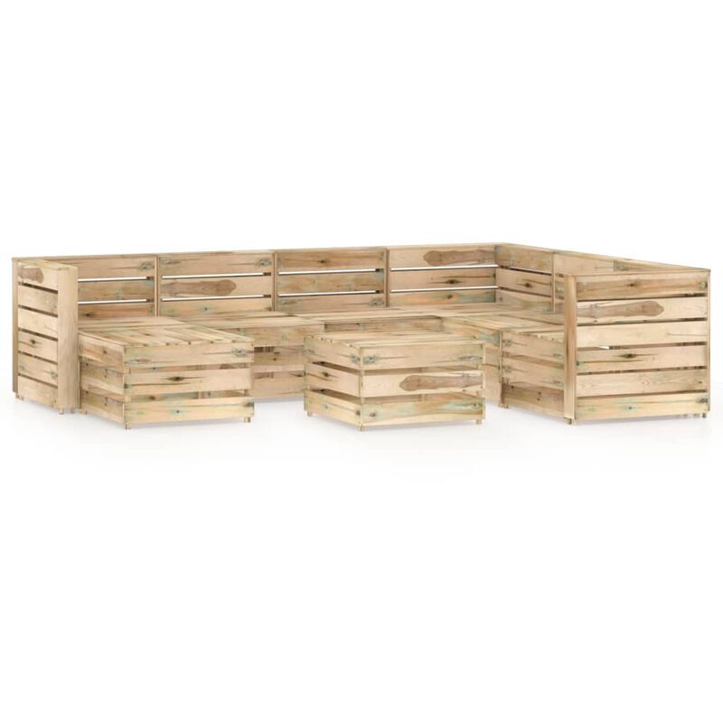 

Set de muebles de jardín 8 pzas madera de pino impregnada verde - Youthup