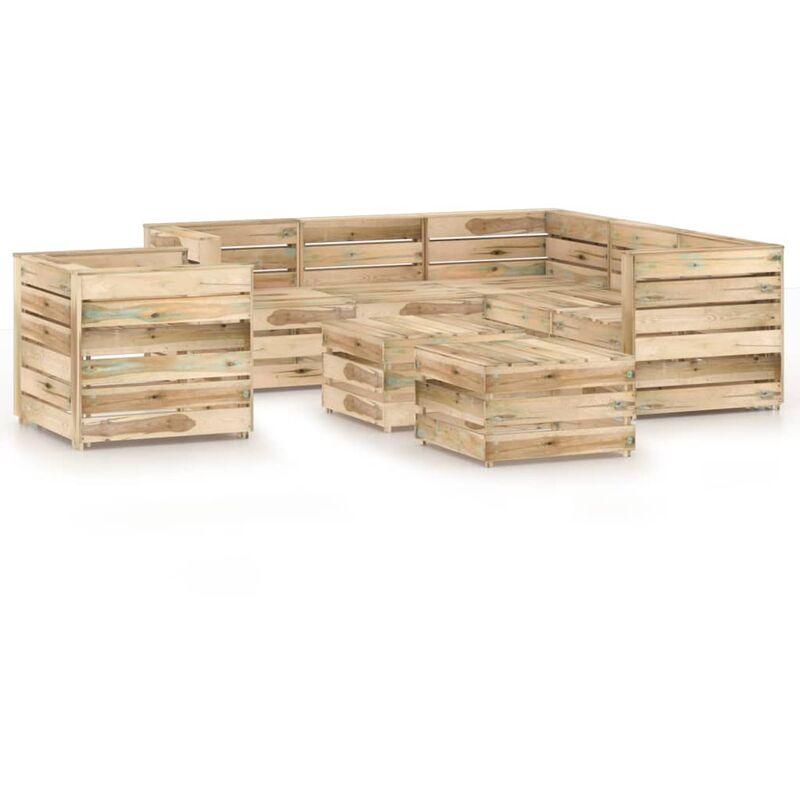 

Set de muebles de jardín 8 pzas madera de pino impregnada verde - Youthup