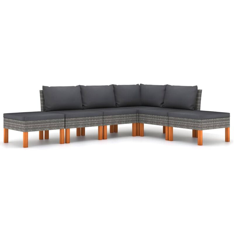 

Set de muebles de jardín 8 pzas y cojines ratán sintético gris - Gris - Youthup