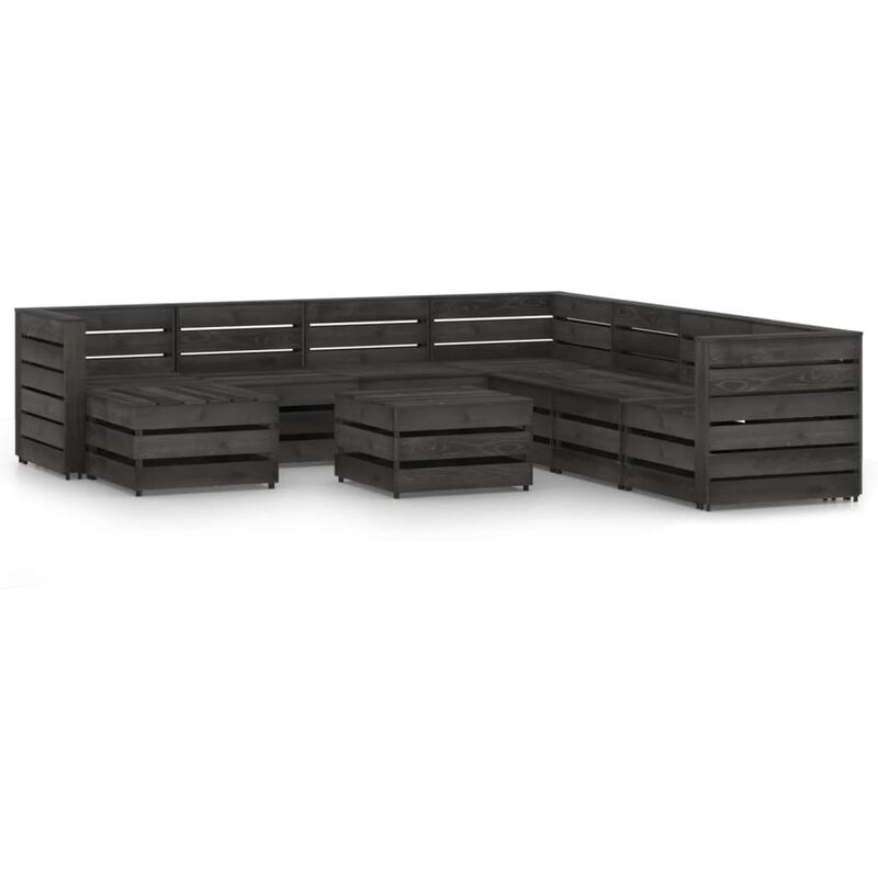 

Set de muebles de jardín 9 pzas madera de pino impregnada gris - Youthup