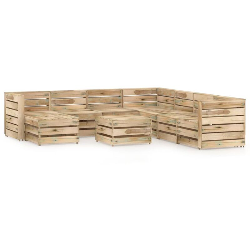 

Set de muebles de jardín 9 pzas madera de pino impregnada verde - Youthup
