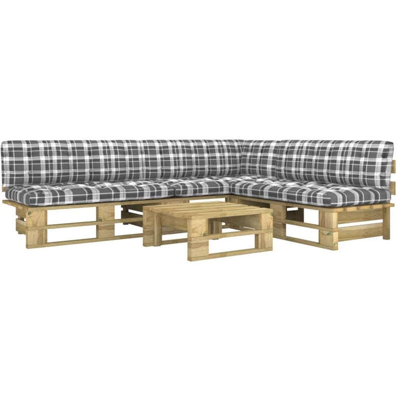 

Set de muebles de palets 4 pzas cojines verde pino impregnada - Verde - Youthup