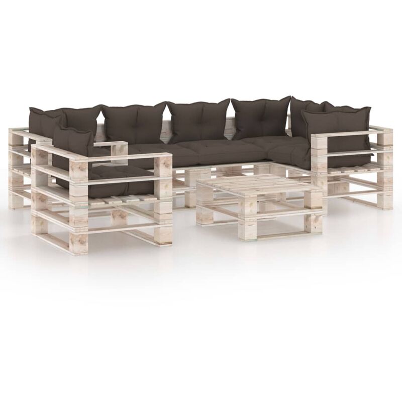 

Set de muebles de palés para jardín 7 pzas cojines madera pino - Youthup