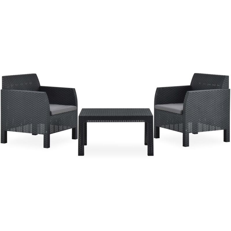 

Set de muebles jardín 3 piezas con cojines PP gris antracita - Antracita - Youthup