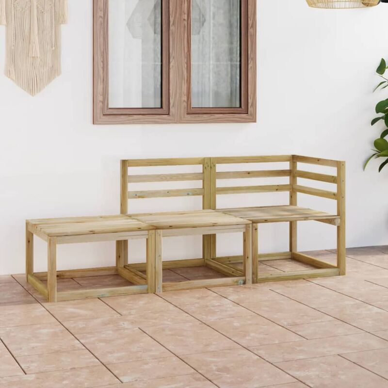 

Set de muebles jardín 3 piezas madera de pino impregnada verde - Marrón - Youthup