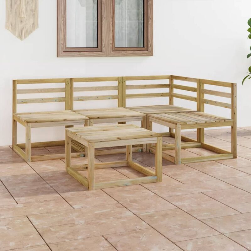 

Set de muebles jardín 5 piezas madera de pino impregnada verde - Marrón - Youthup