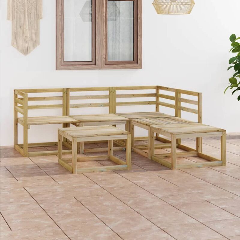 

Set de muebles jardín 6 piezas madera de pino impregnada verde - Marrón - Youthup